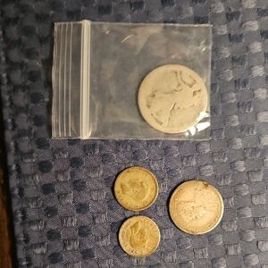 Lot Of 4-Old Junk Silver Coins.50%-92.5% Silver.